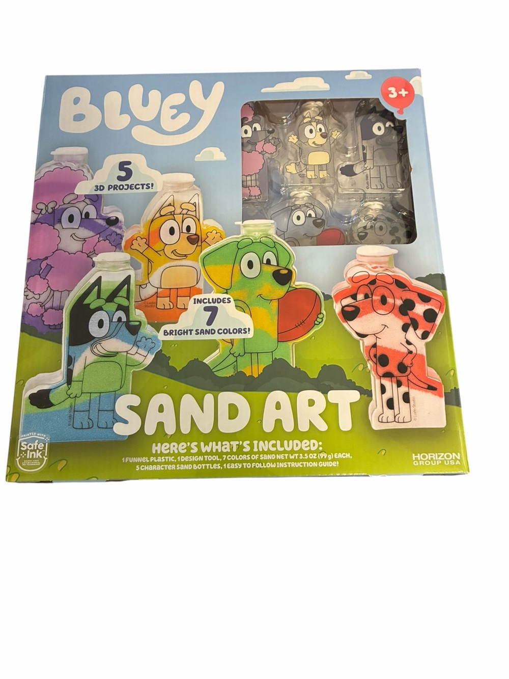 Bluey Sand Art Kit 5 3D Projects 7 Colors Horizon Group USA 214734 NEW